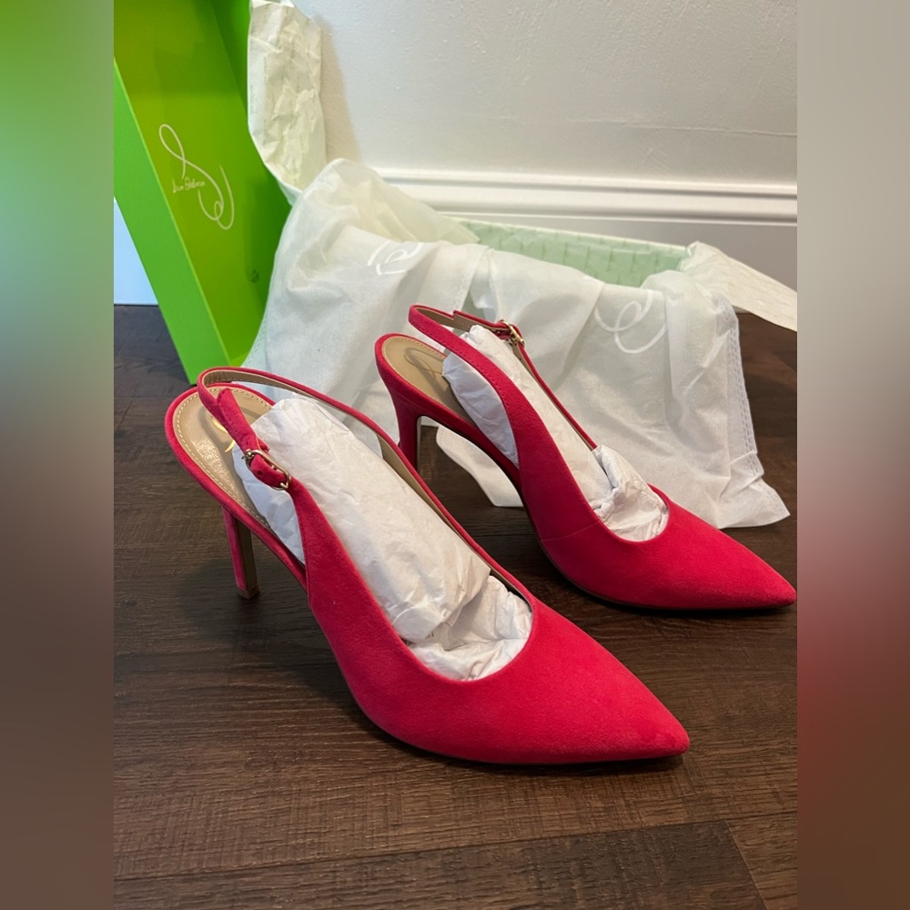 Sam Edelman Hazel Slingbacks, pink suede, size 8.5